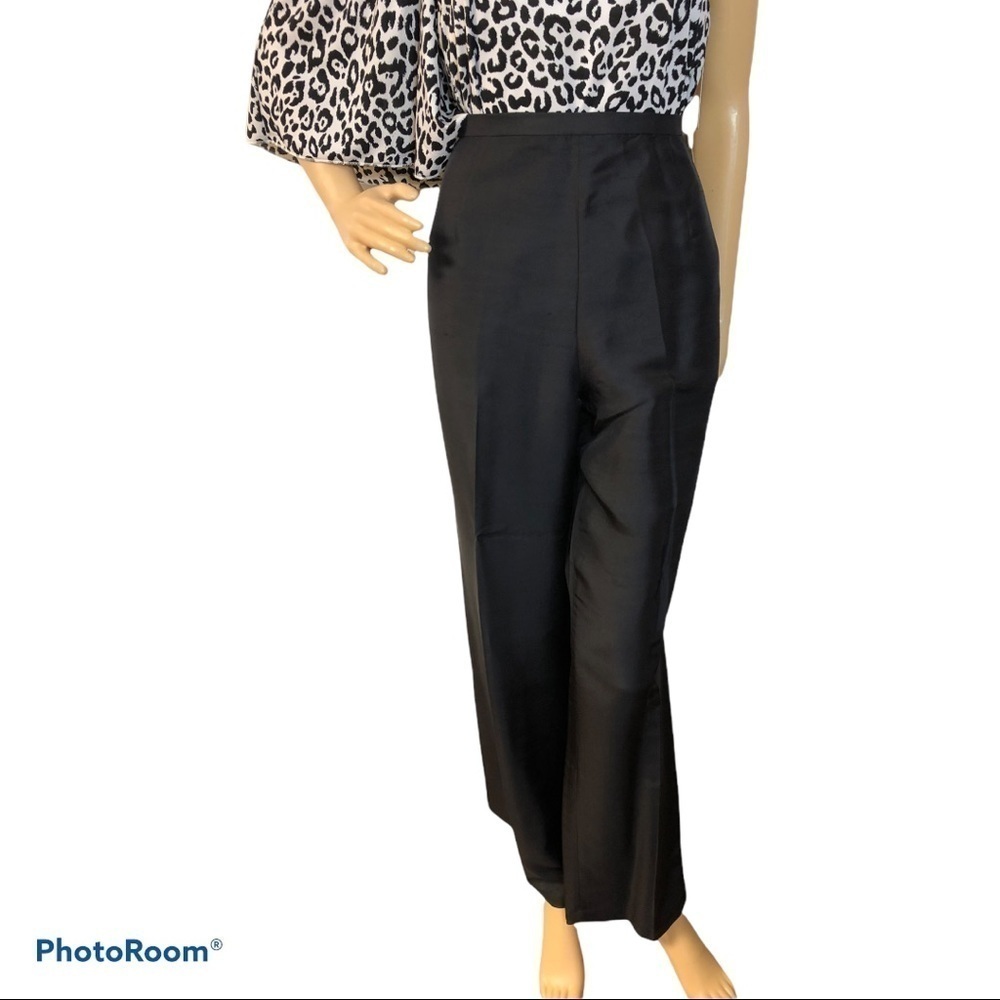 COLDWATER CREEK BLACK SILK HIGH WAIST PANTS - Picture 2 of 6